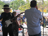 Jim Hale, Mark Fitchett and blues singer Donna Butler on stage